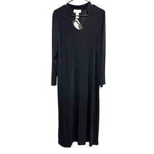 Carolyn Strauss Collection NWT Black Long-Sleeve Scoop Neck Midi Dress Sz Medium